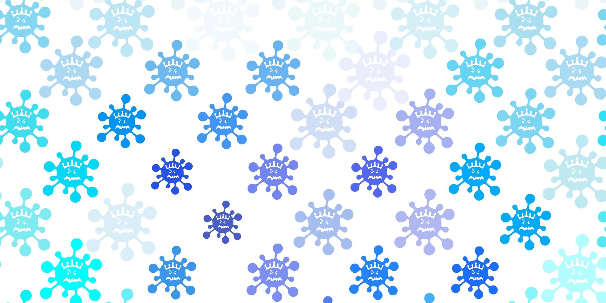 Light BLUE vector background with covid-19 symbols.