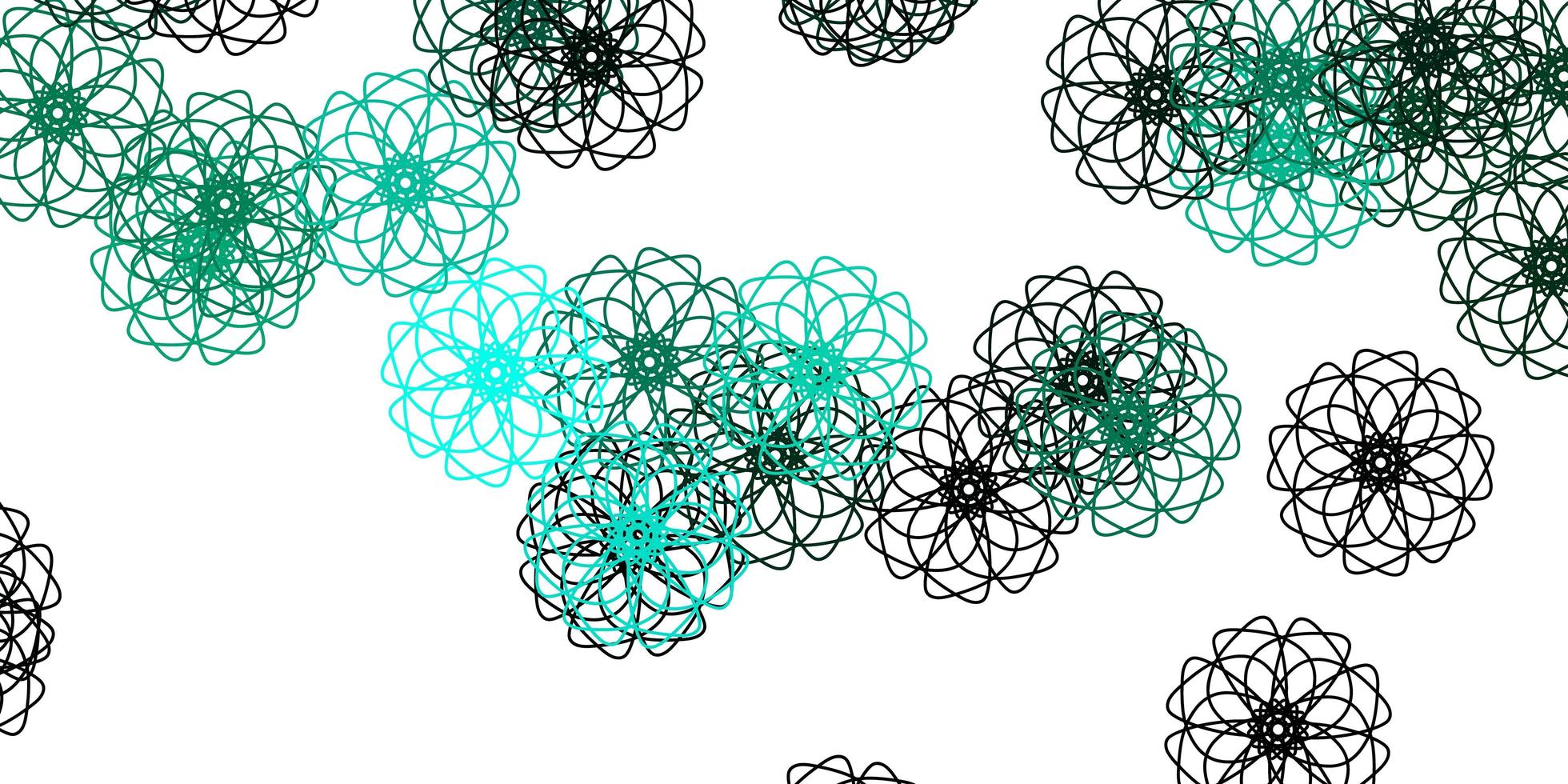 Fondo de doodle de vector verde claro con flores.