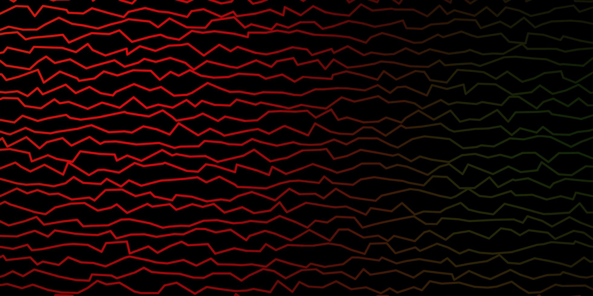 Dark Green, Red vector background with bent lines.