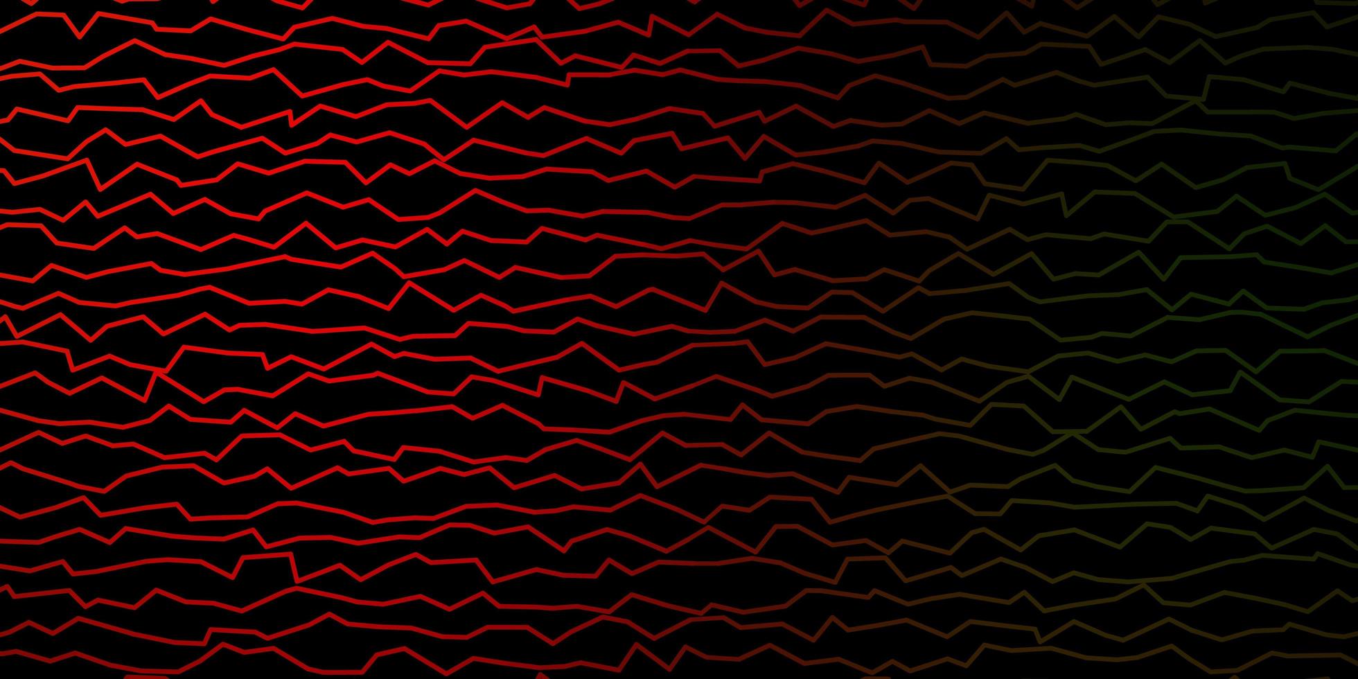 Dark Green, Red vector background with bent lines.