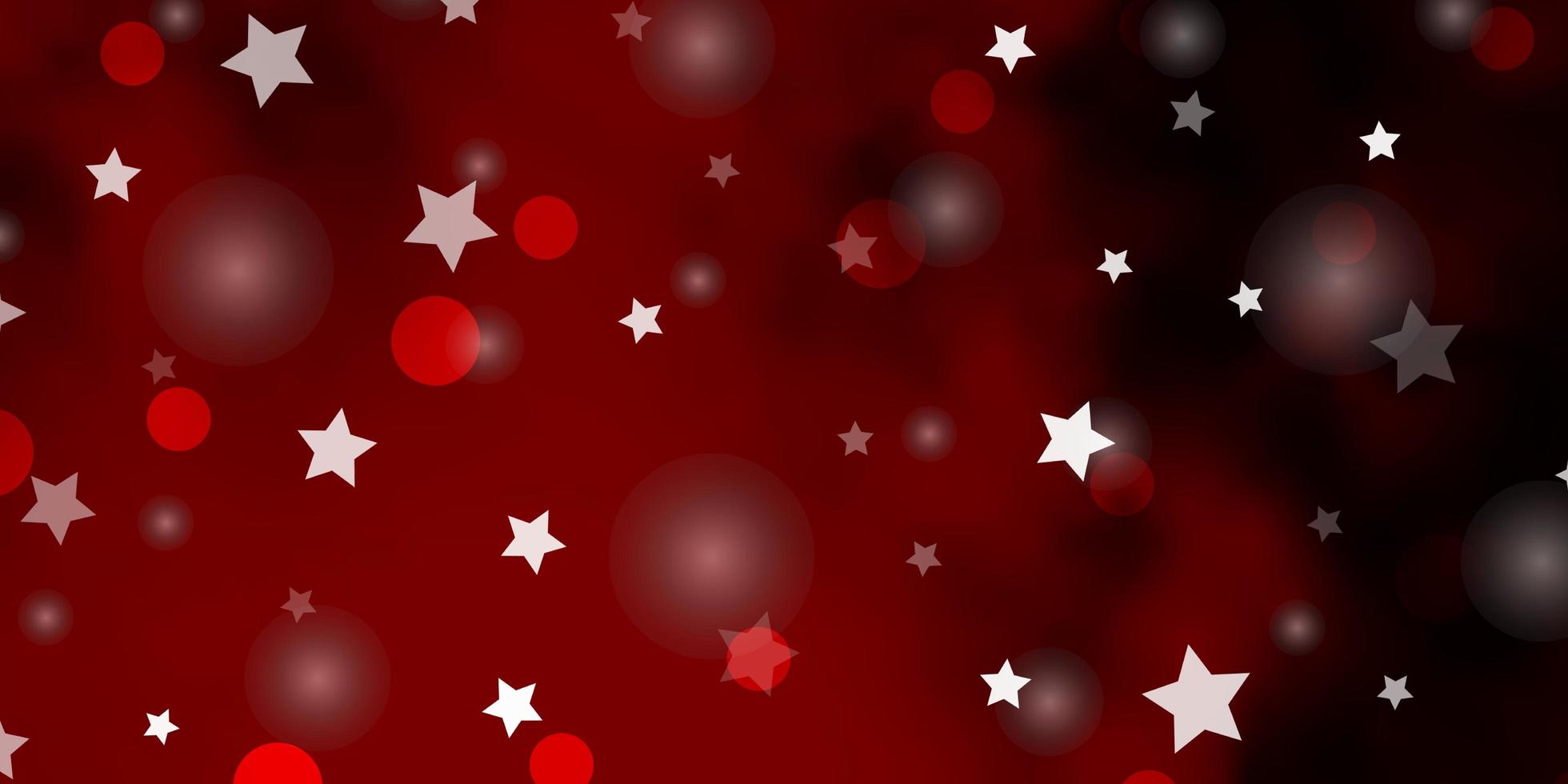 Dark Red vector background with circles, stars.