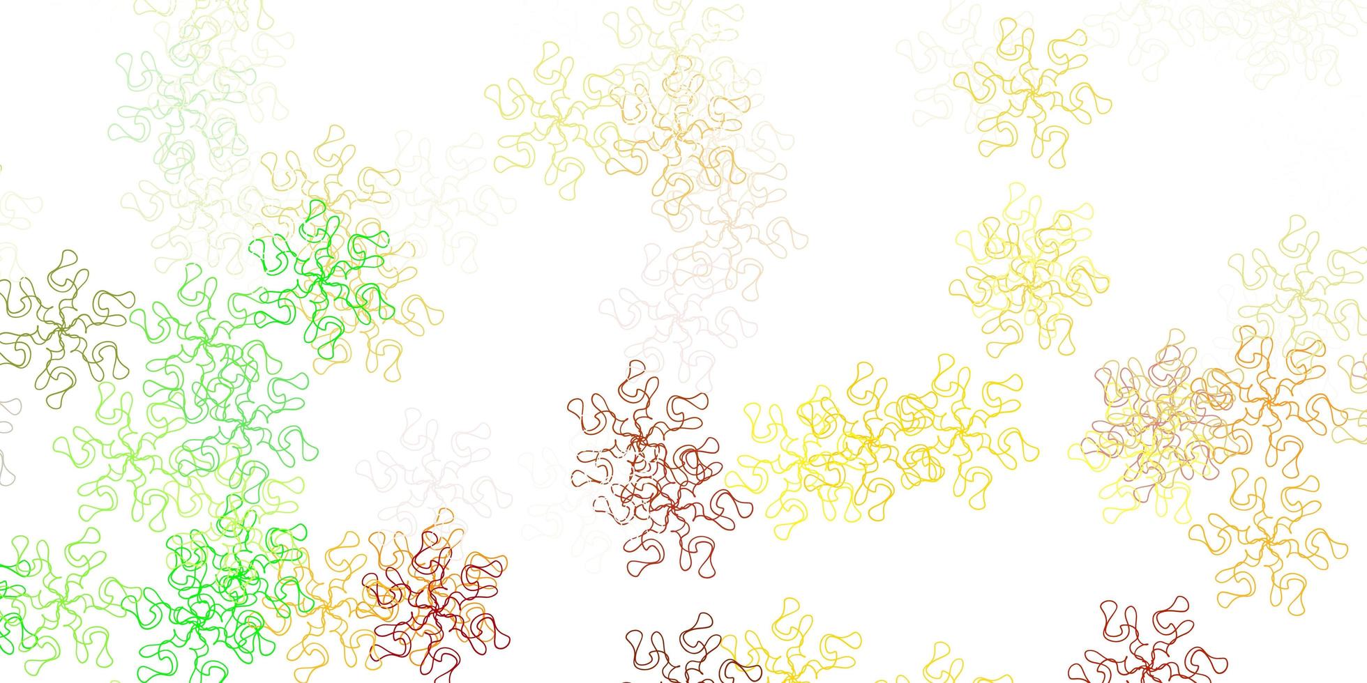 textura de doodle de vector verde claro, amarillo con flores.