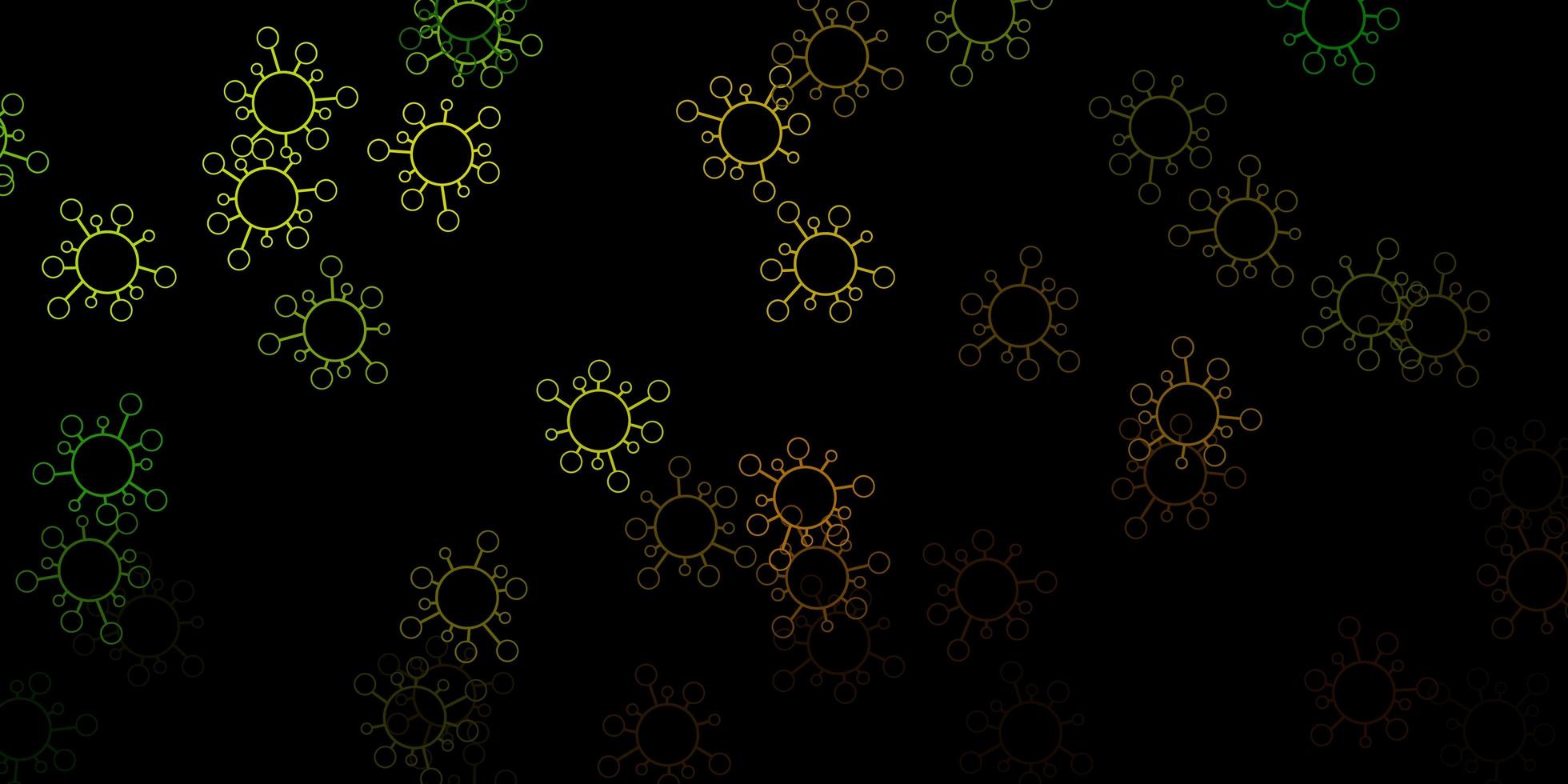 textura de vector verde oscuro, amarillo con símbolos de enfermedades.