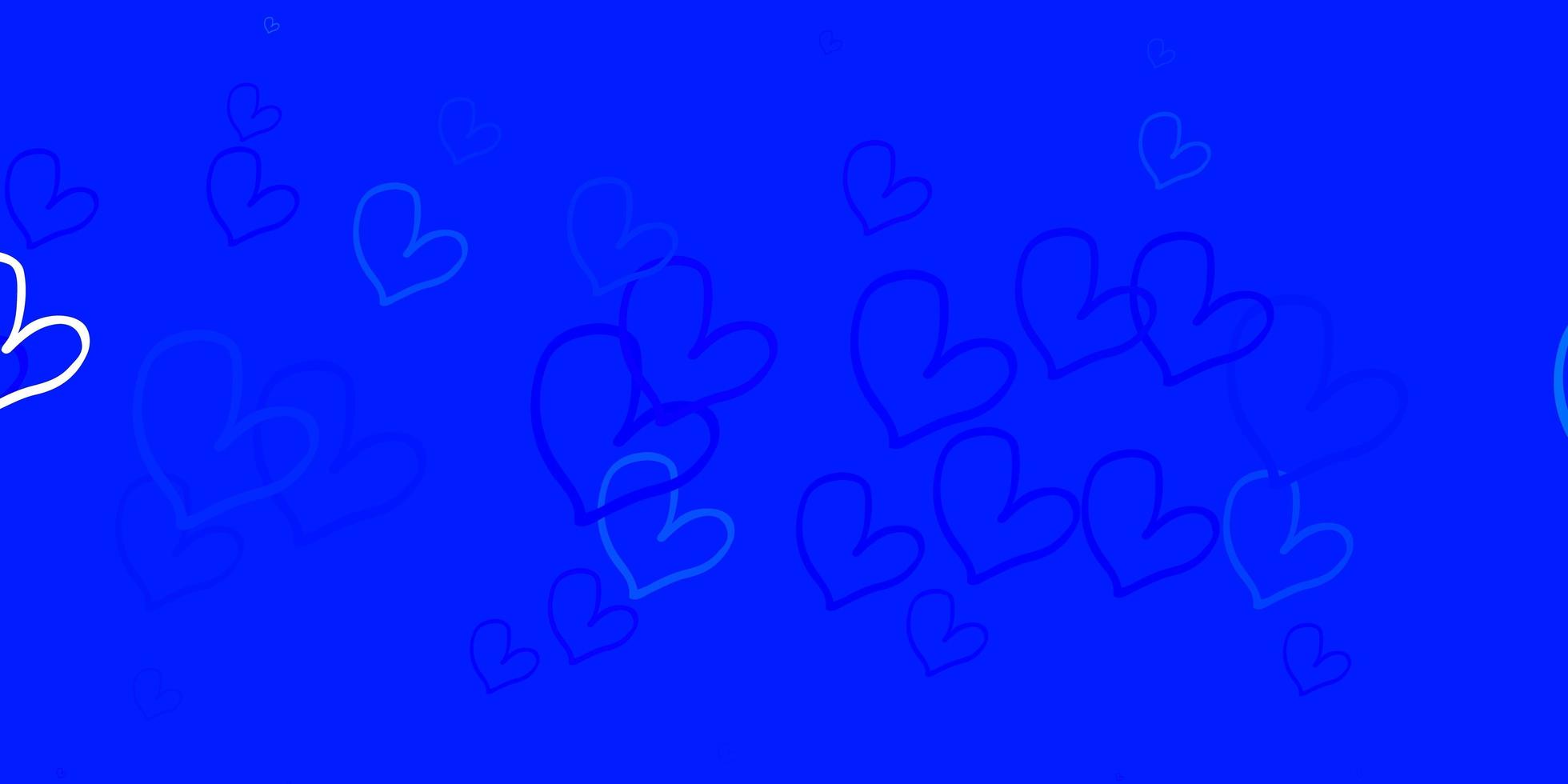 Light BLUE vector background with Shining hearts.