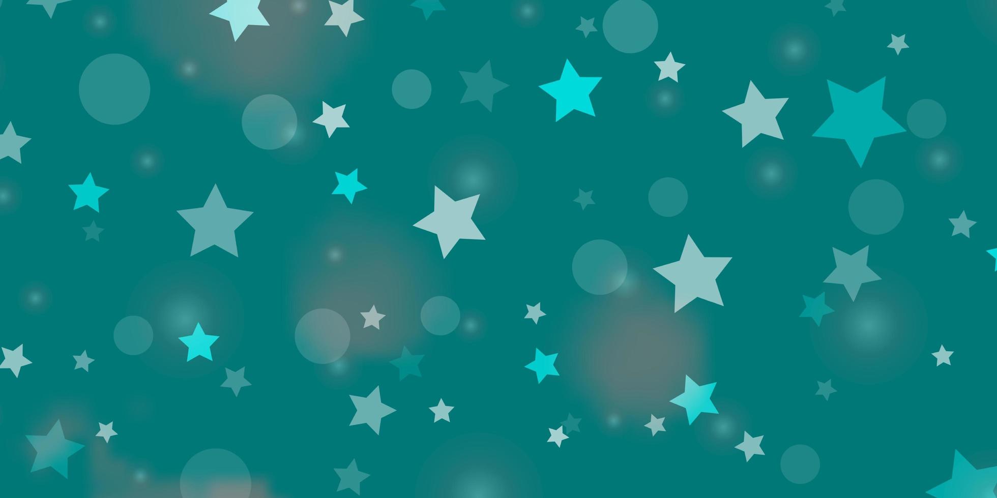 Fondo de vector azul claro, verde con círculos, estrellas.