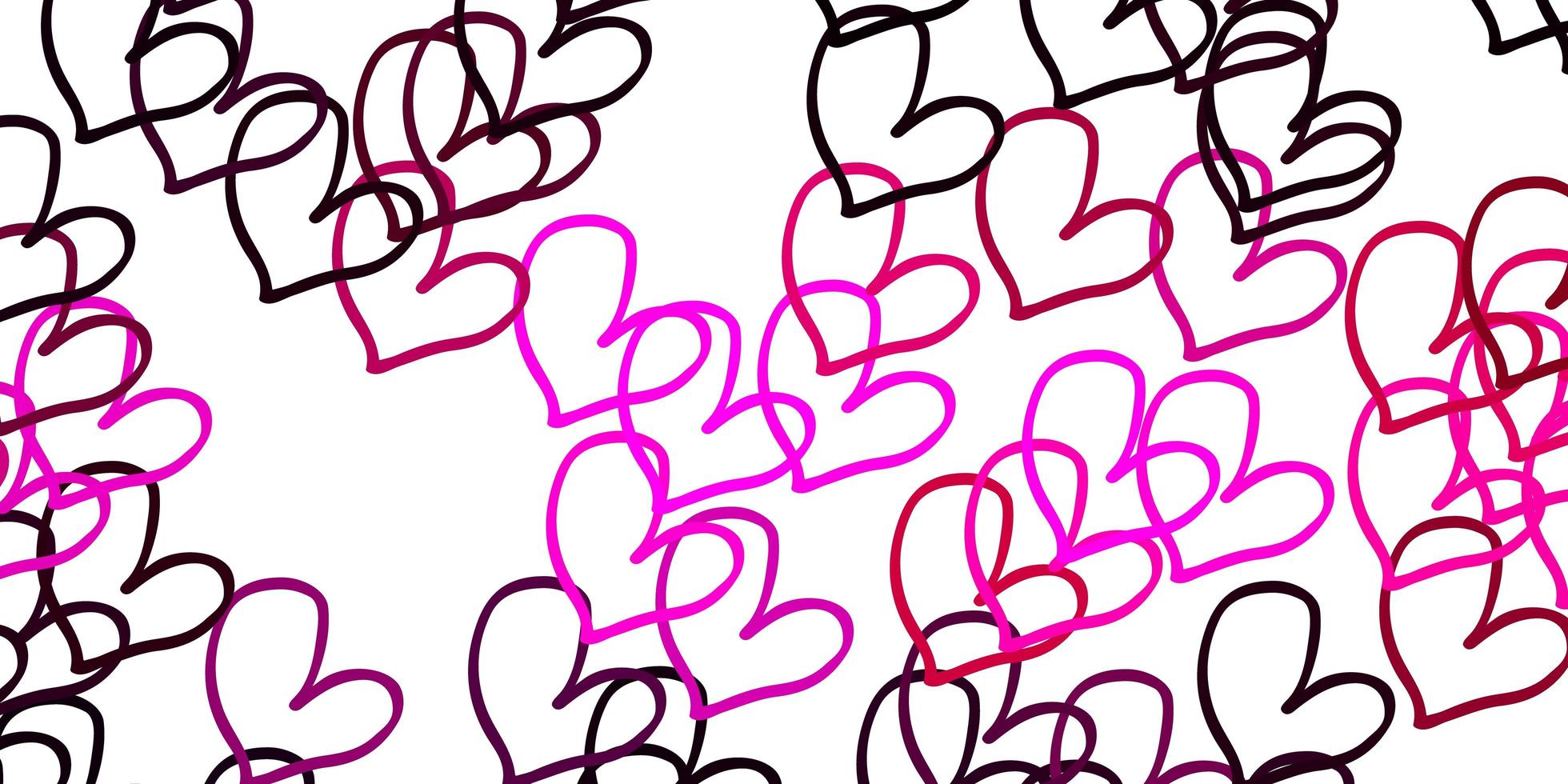 Light Pink vector background with Shining hearts.