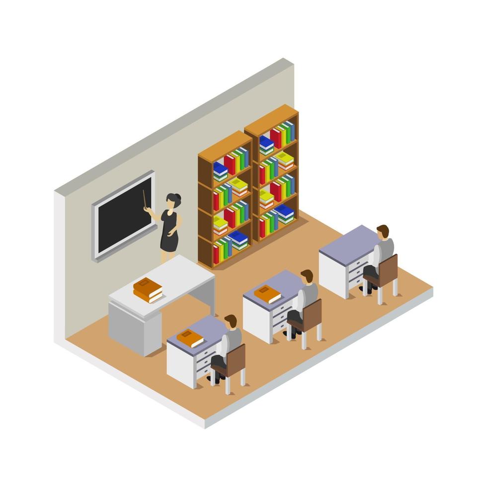 Isometric University Room On White Background vector