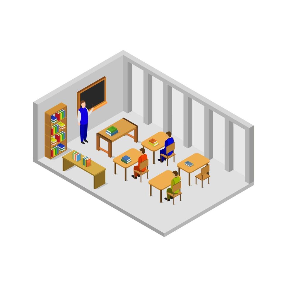 Isometric University Room On White Background vector