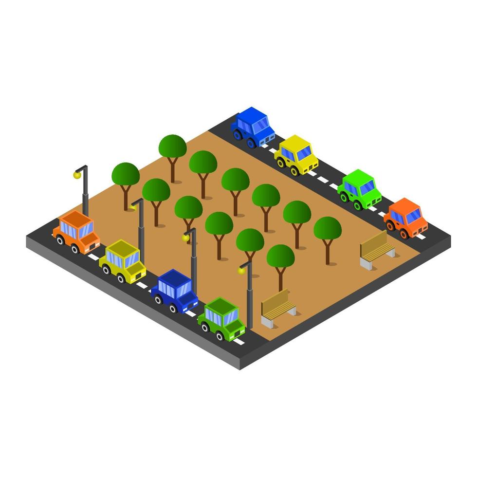 Isometric Road On White Background vector