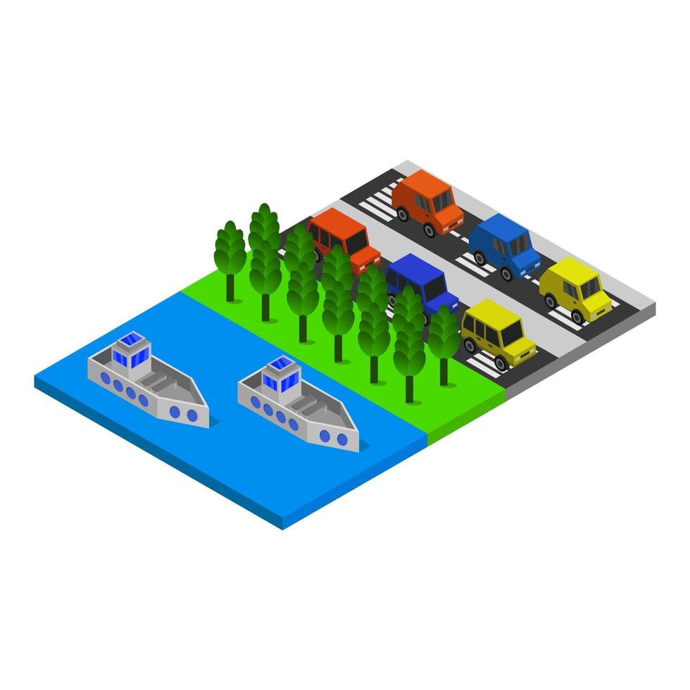 Isometric Road On White Background vector