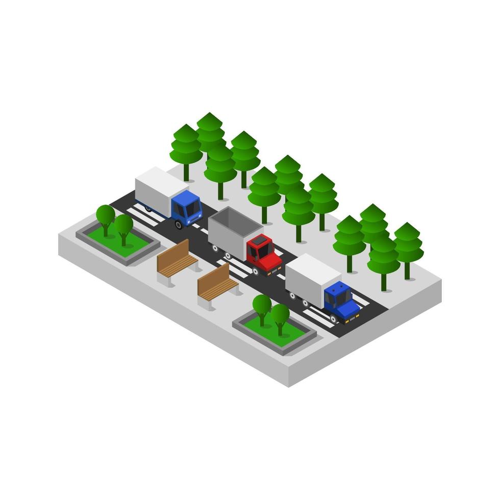 Isometric Road On White Background vector