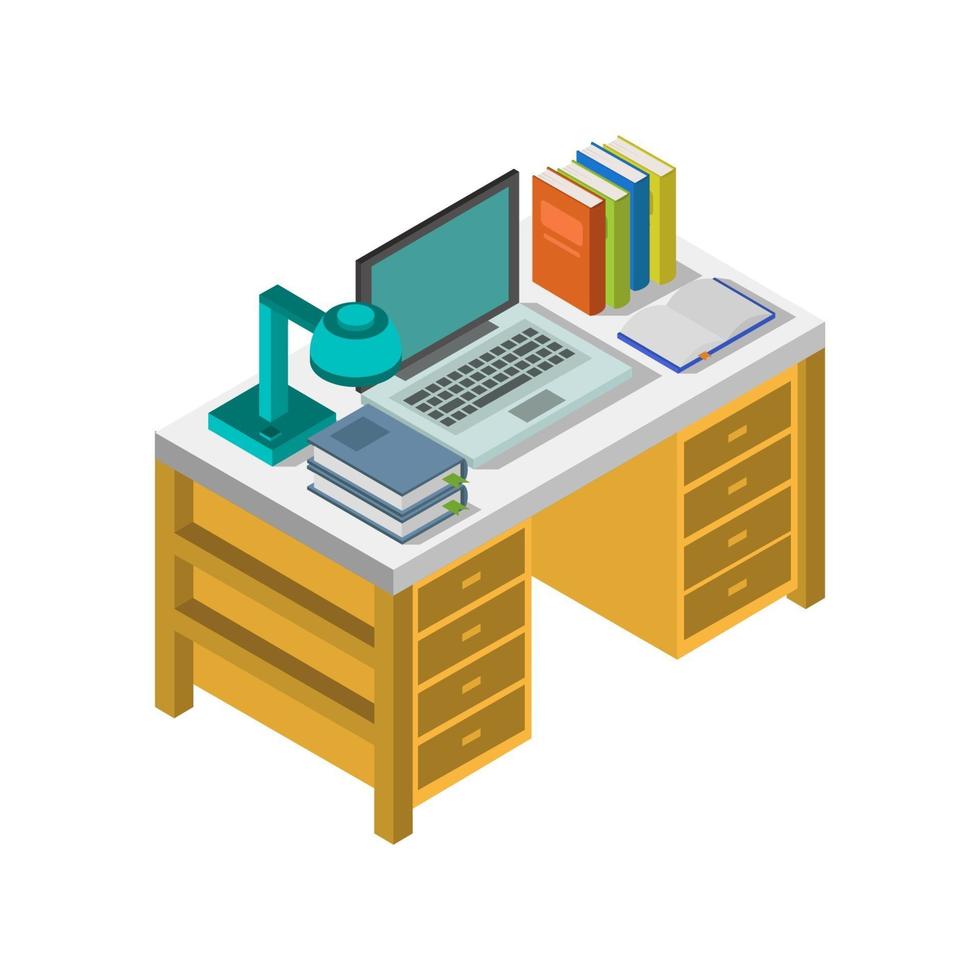 Studying Online Isometric On White Background vector