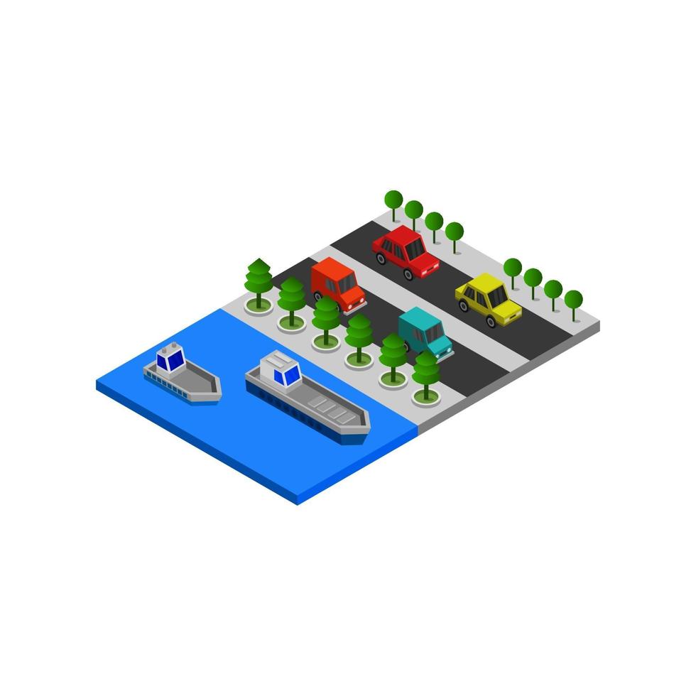 Isometric Road On White Background vector