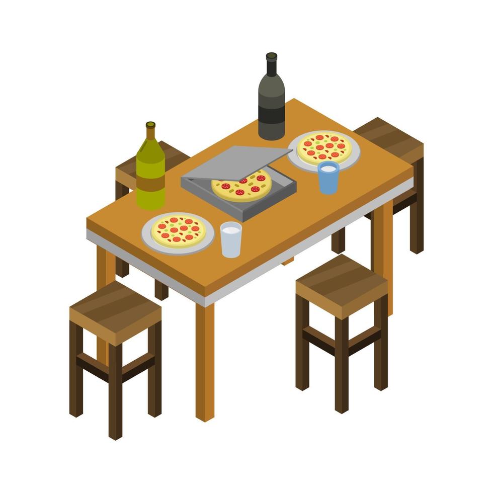 Isometric Kitchen Table On White Background vector