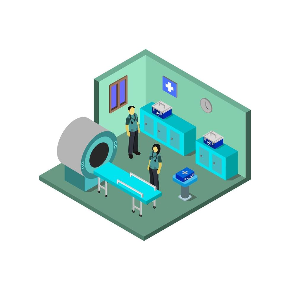 Isometric Hospital Room On White Background vector