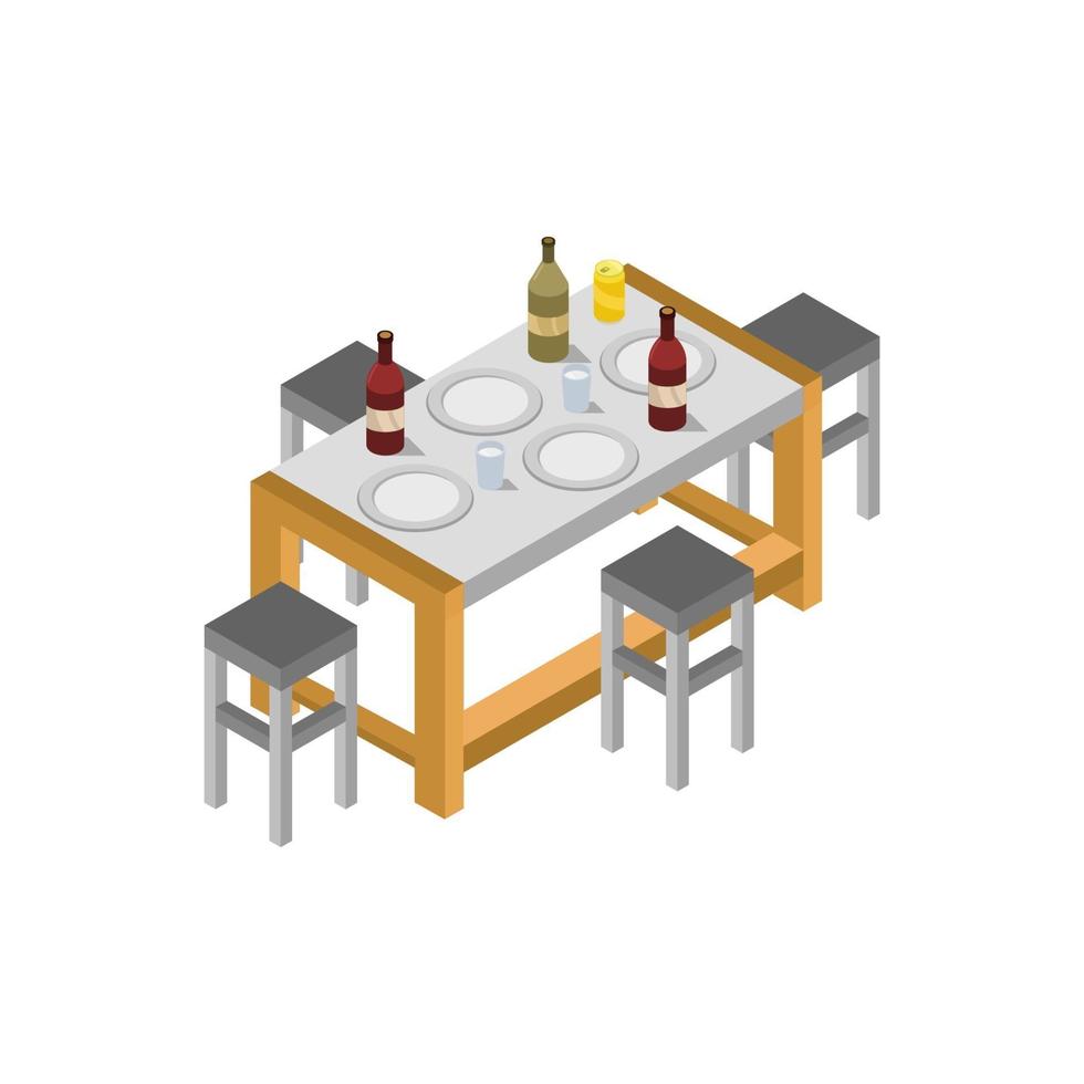 Isometric Kitchen Table On White Background vector