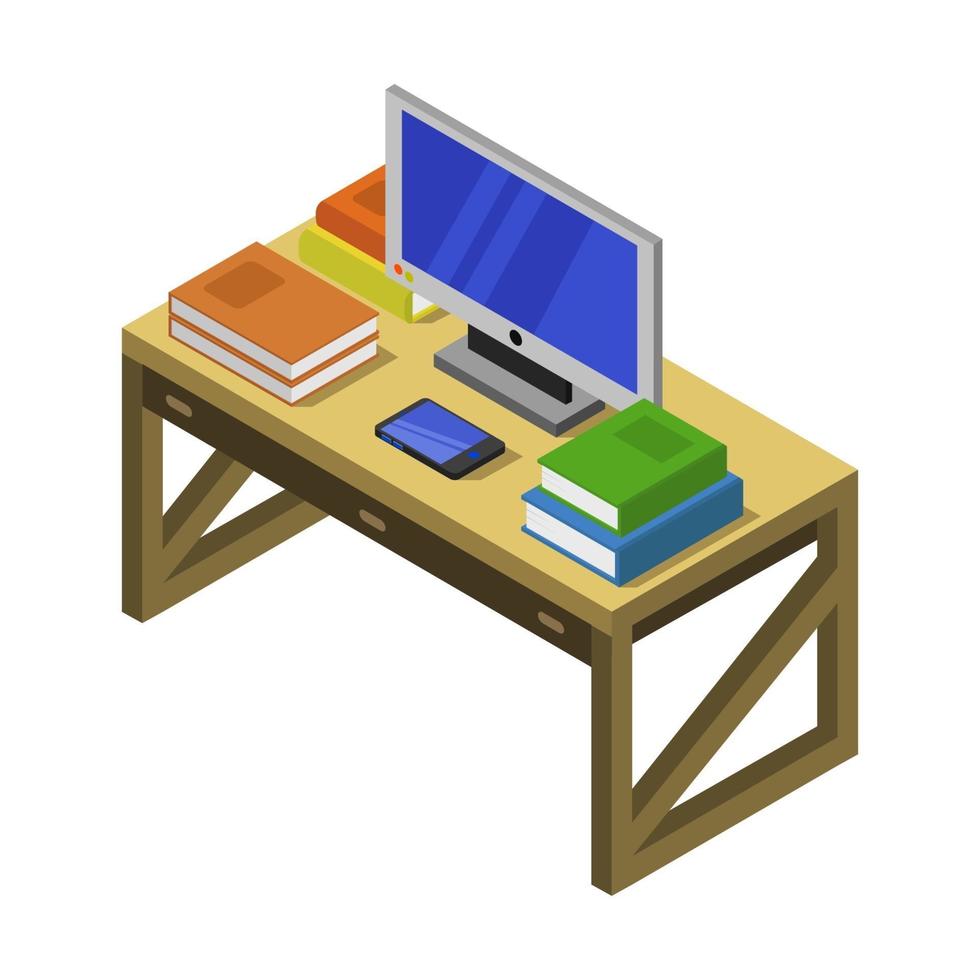 Studying Online Isometric On White Background vector