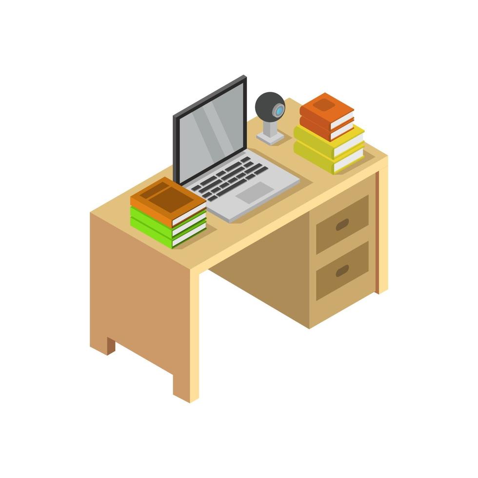 Studying Online Isometric On White Background vector