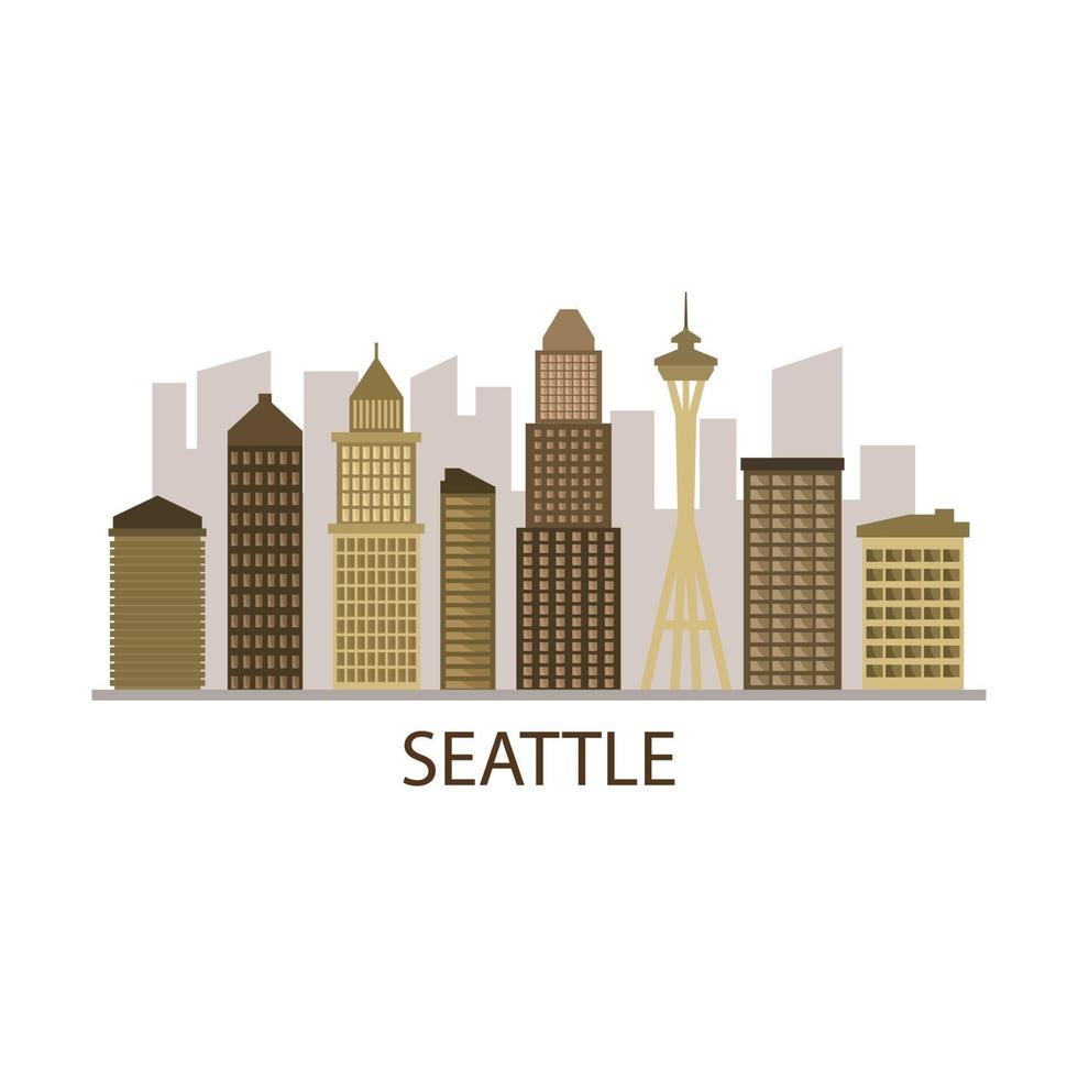 Seattle Skyline On Illustrated Background vector