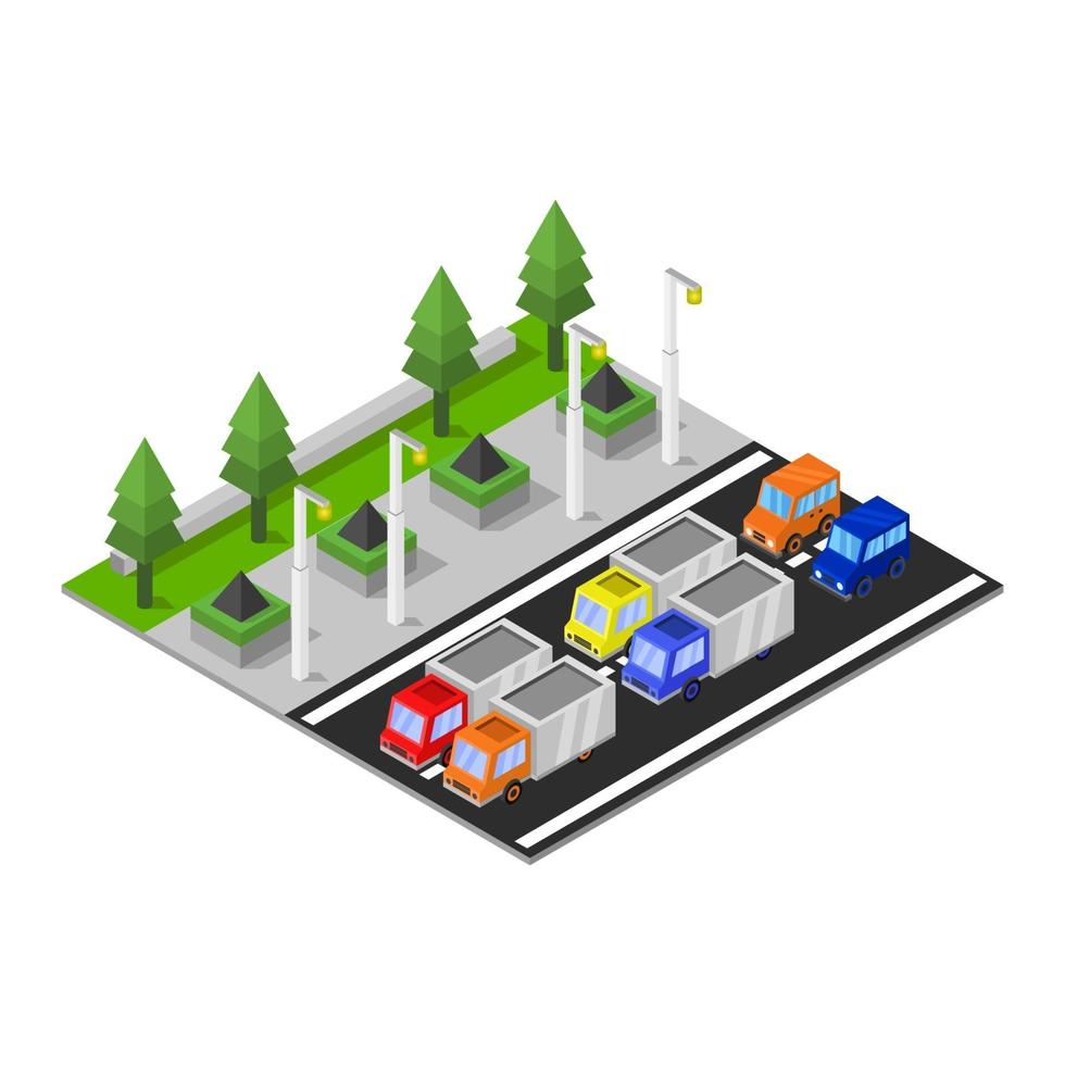 Isometric Road On White Background vector