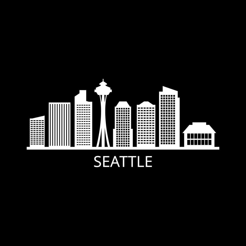 Seattle Skyline On Illustrated Background vector