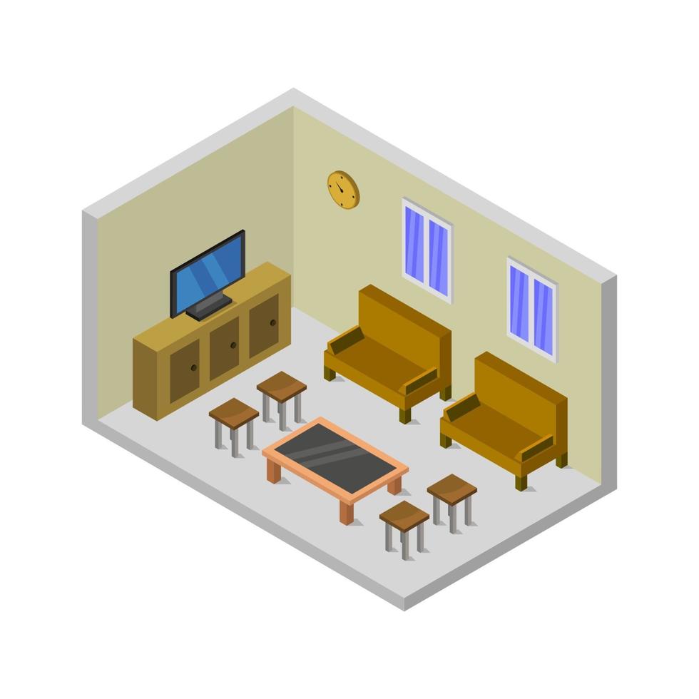 Isometric Lounge Room On White Background vector