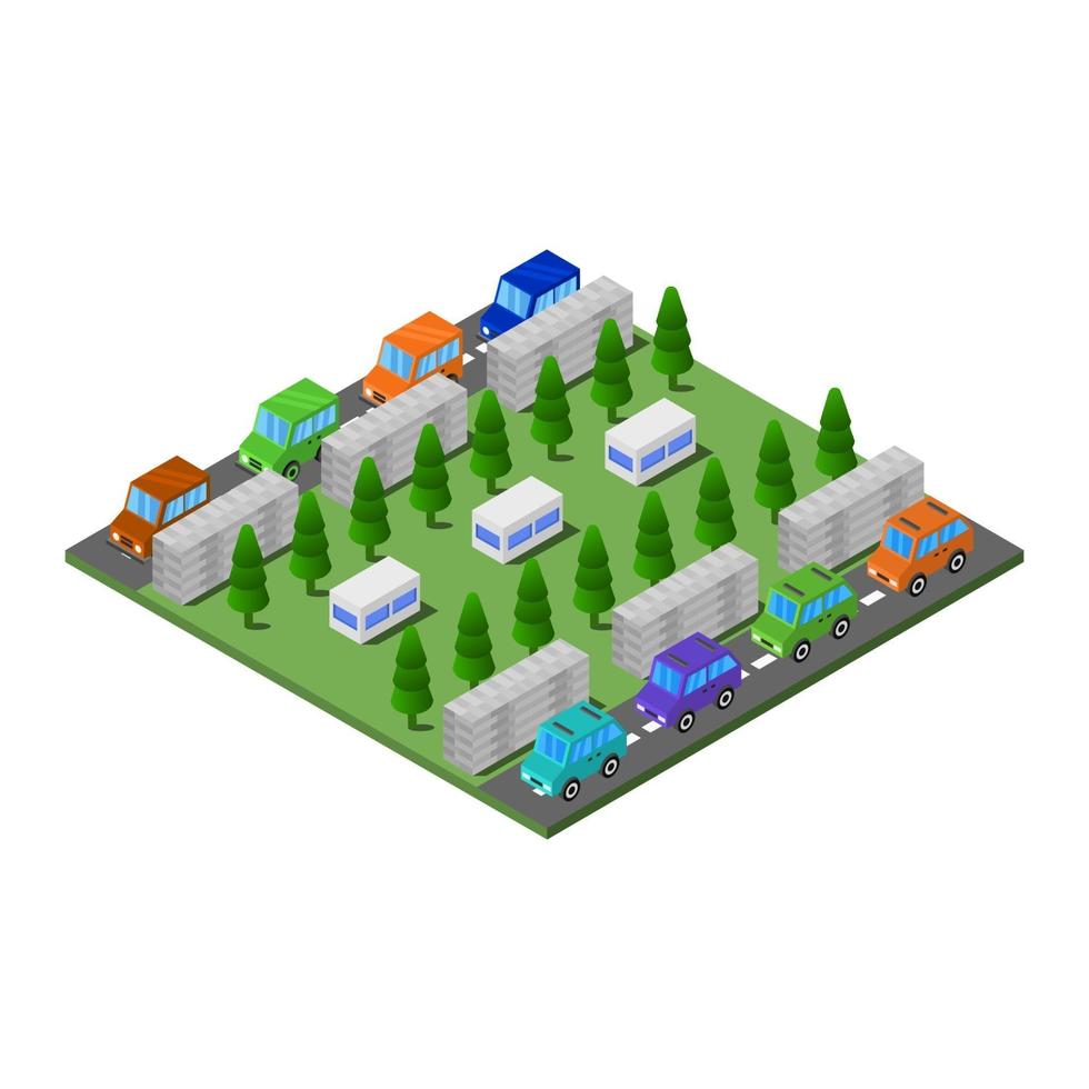 Isometric Road On White Background vector
