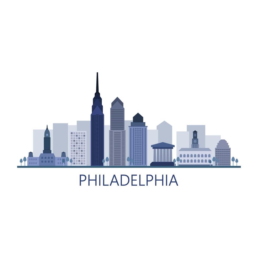 Philadelphia Skyline On Illustrated Background vector