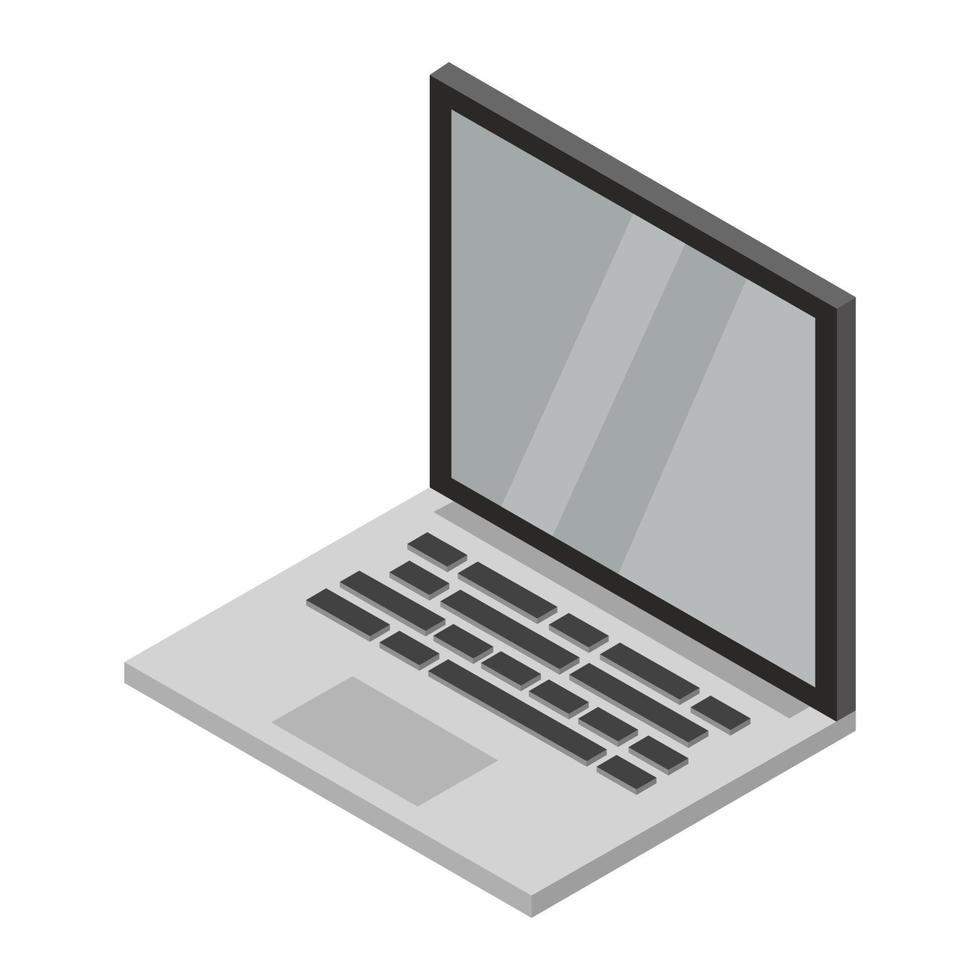 Isometric Laptop Illustrated On White Background vector