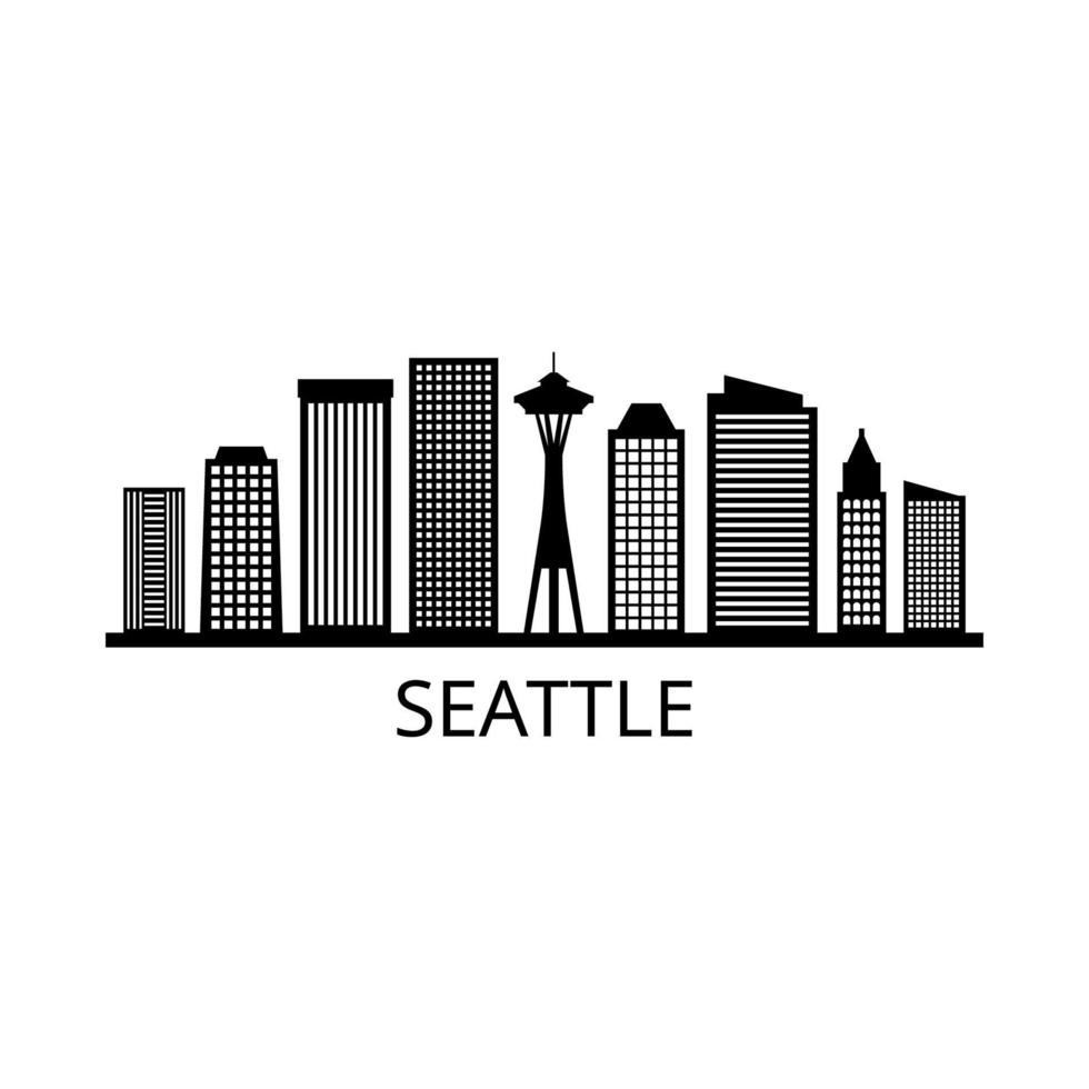 Seattle Skyline On Illustrated Background vector