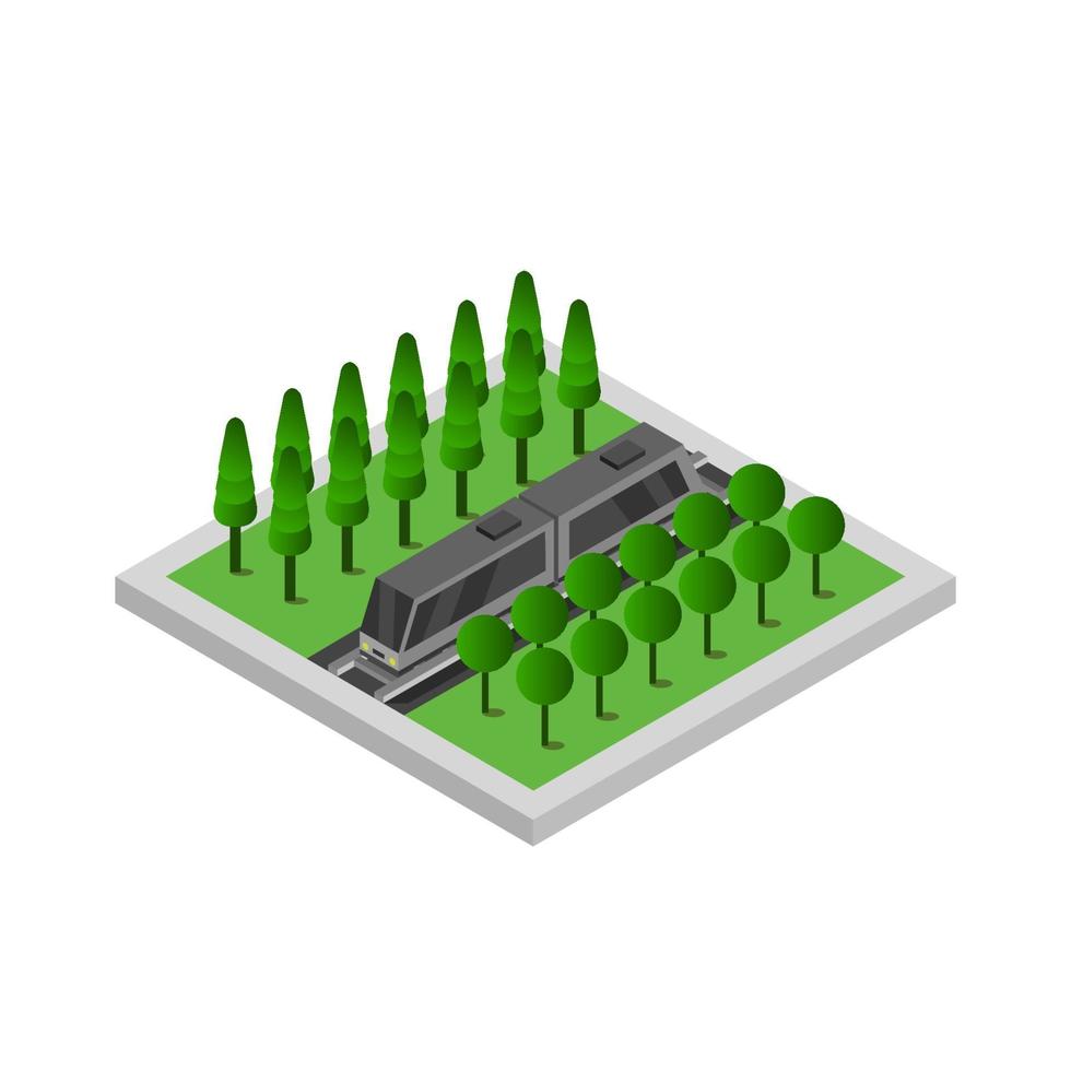Isometric Train On White Background vector