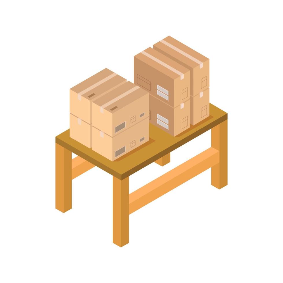Table With Isometric Boxes On White Background 1983577 Vector Art at