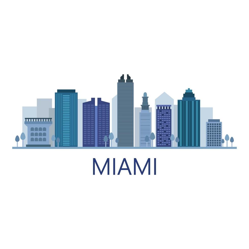 Miami Skyline Illustrated On Background vector