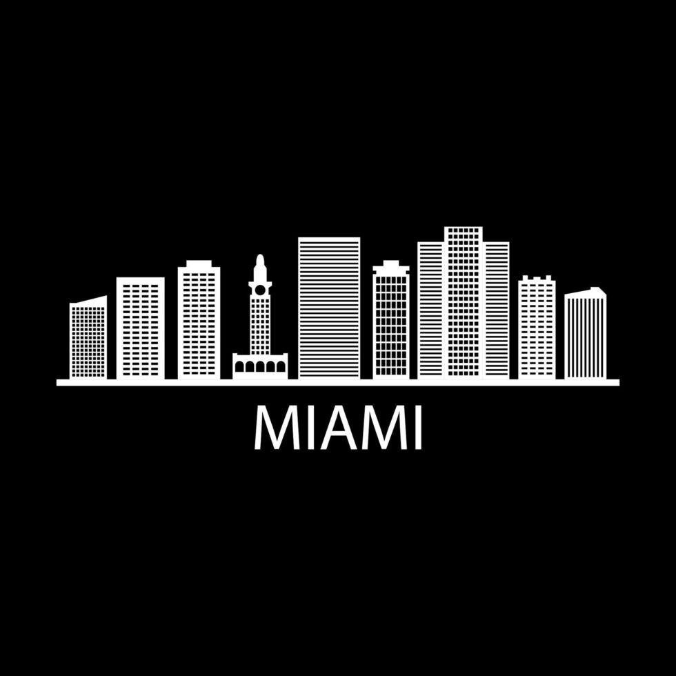 Miami Skyline Illustrated On Background vector