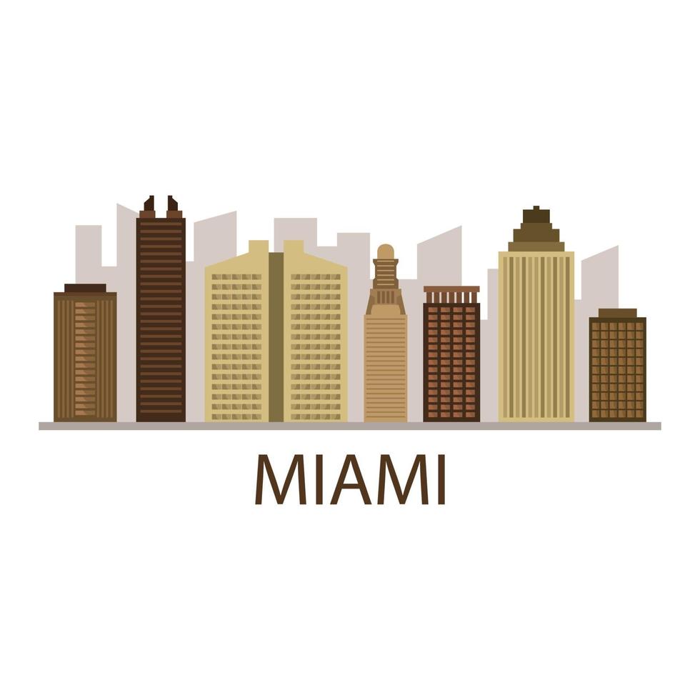 Miami Skyline Illustrated On Background vector