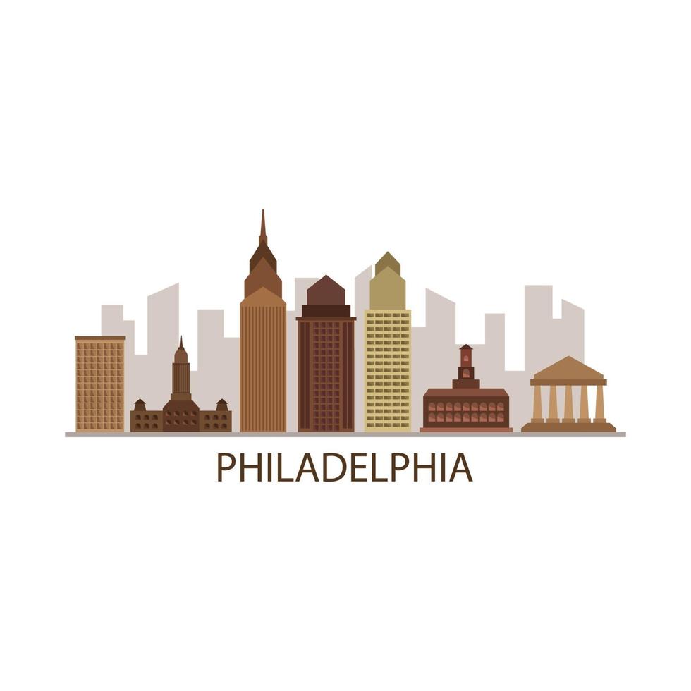 Philadelphia Skyline On Illustrated Background vector