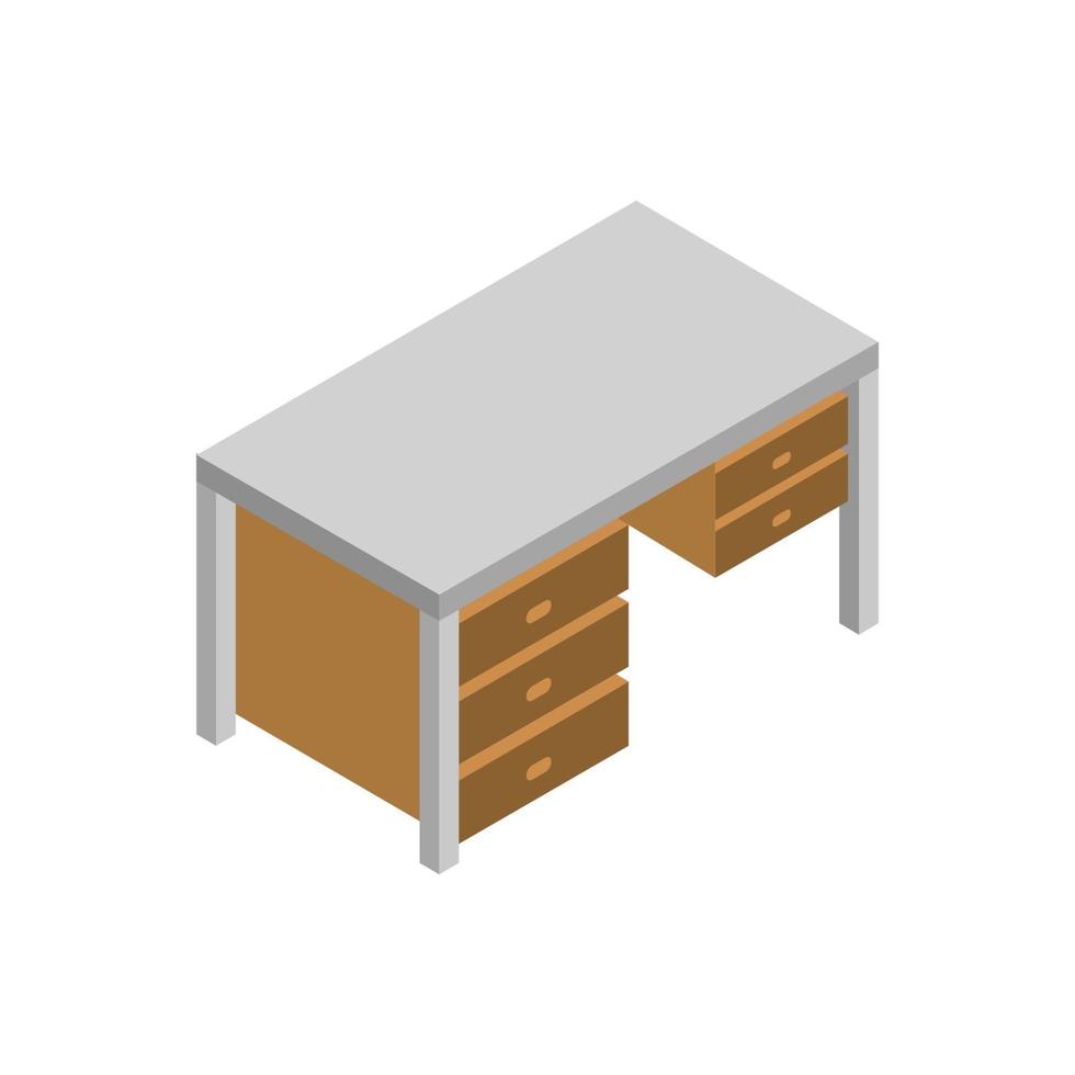 Isometric Desk Illustrated On White Background vector
