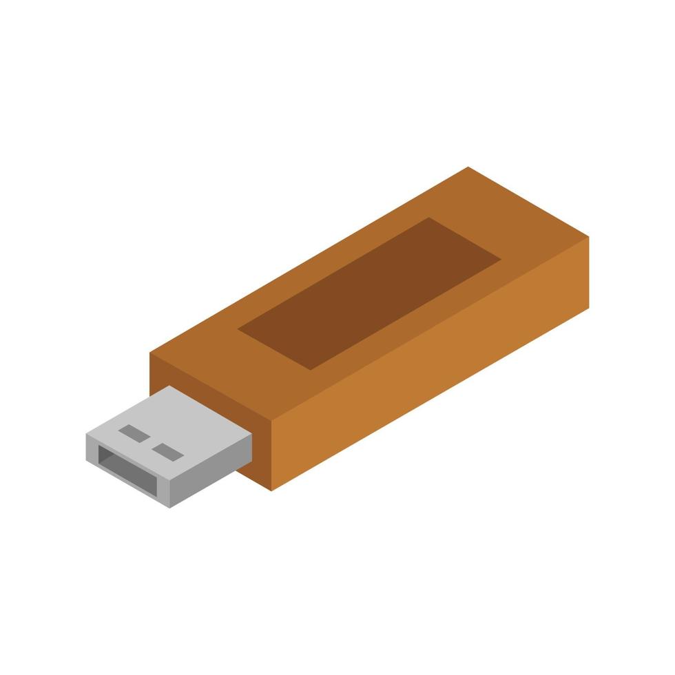 Unidad USB isométrica ilustrada sobre fondo blanco. vector