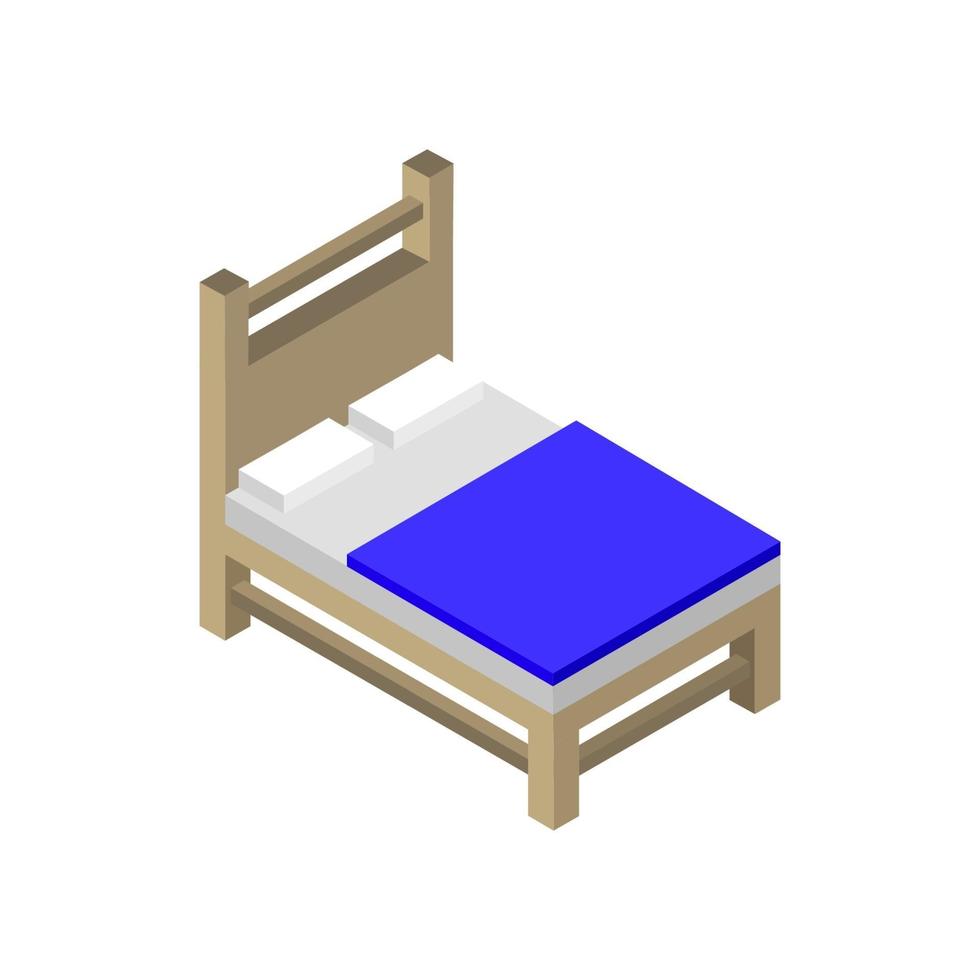 cama isométrica ilustrada sobre fondo blanco vector