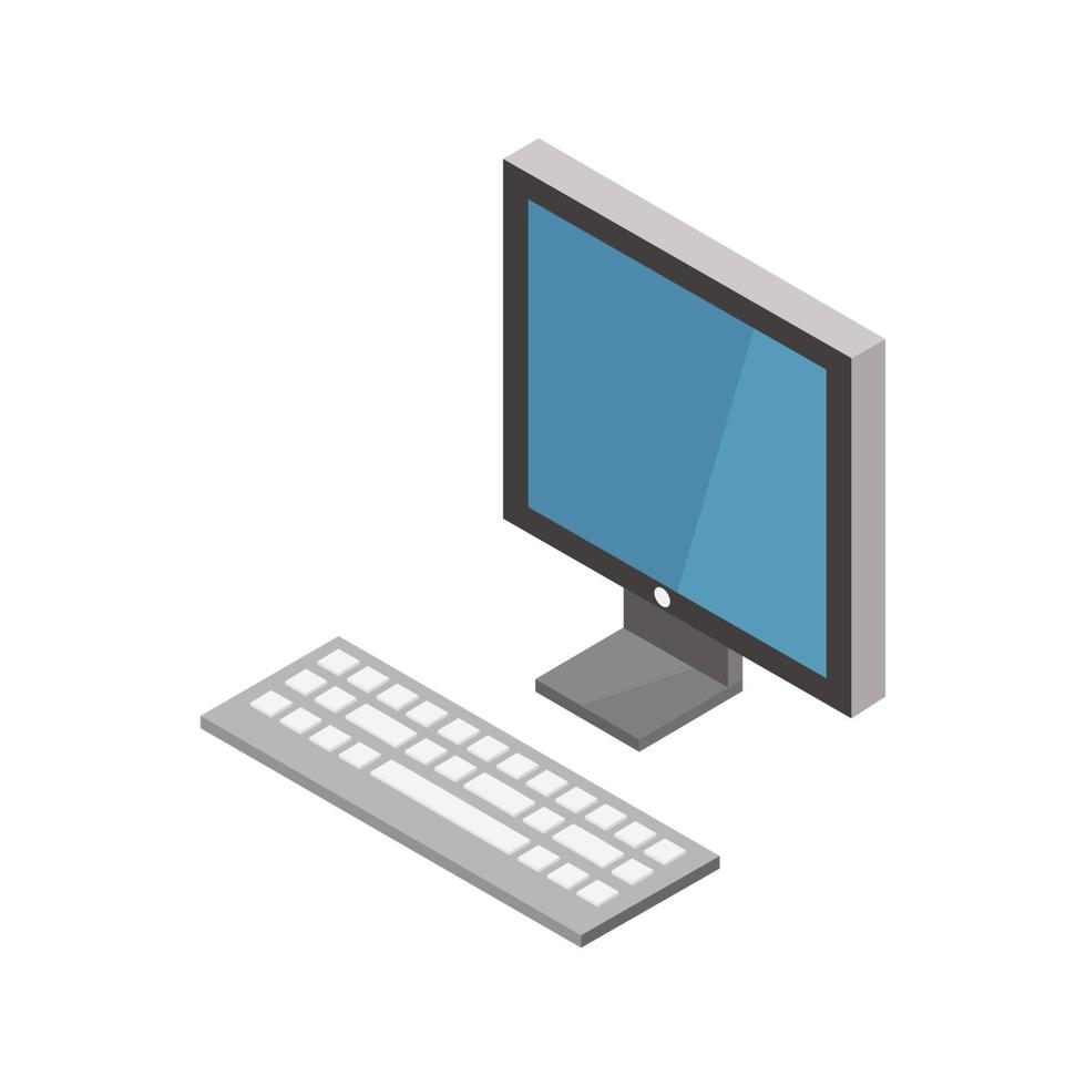 Isometric Computer Illustrated On White Background vector