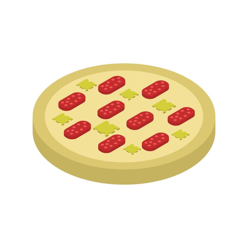 Isometric Pizza On White Background vector