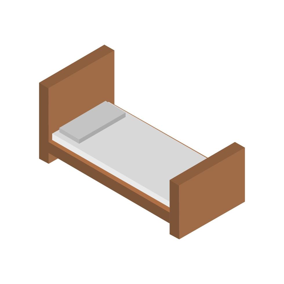 Isometric Bed Illustrated On White Background vector