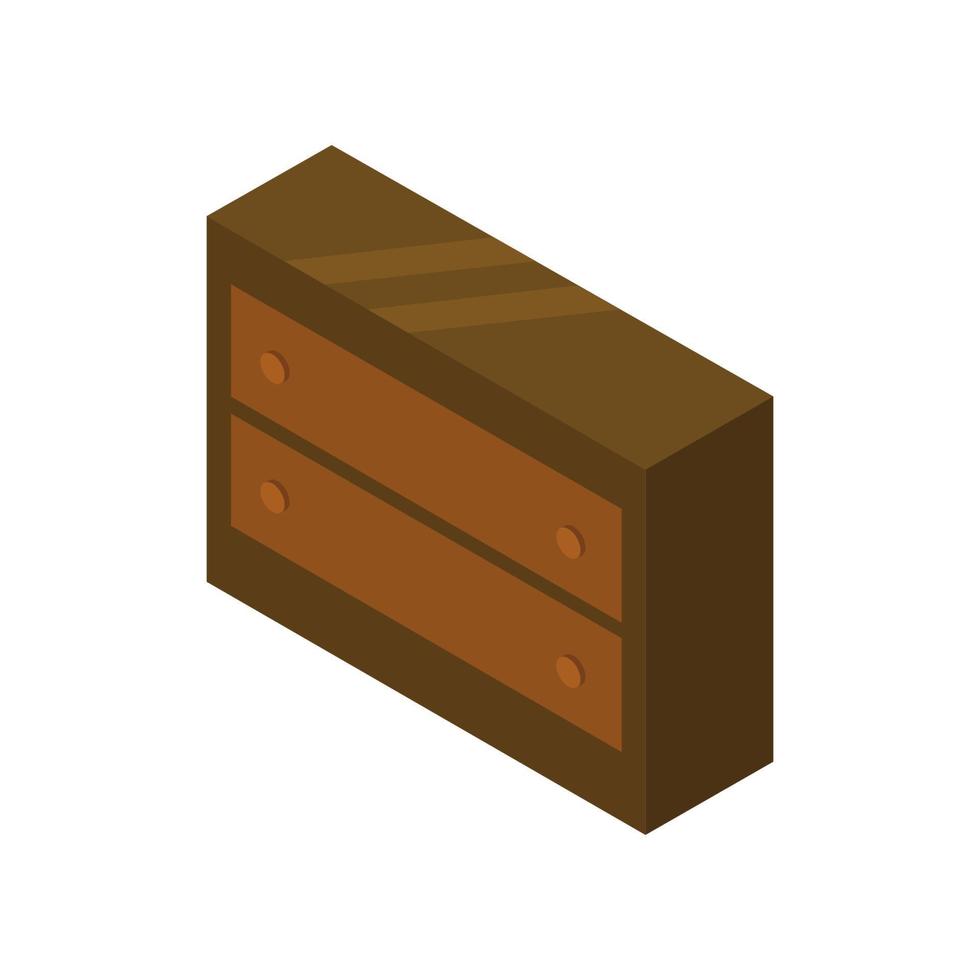 Isometric Bedside Table On White Background vector