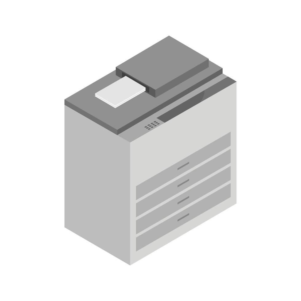 Isometric Photocopier Illustrated On White Background vector