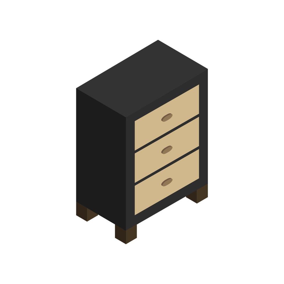 Isometric Bedside Table Illustrated On White Background vector