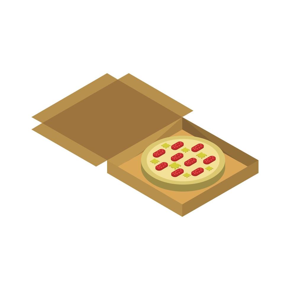 pizza isométrica sobre fondo blanco vector