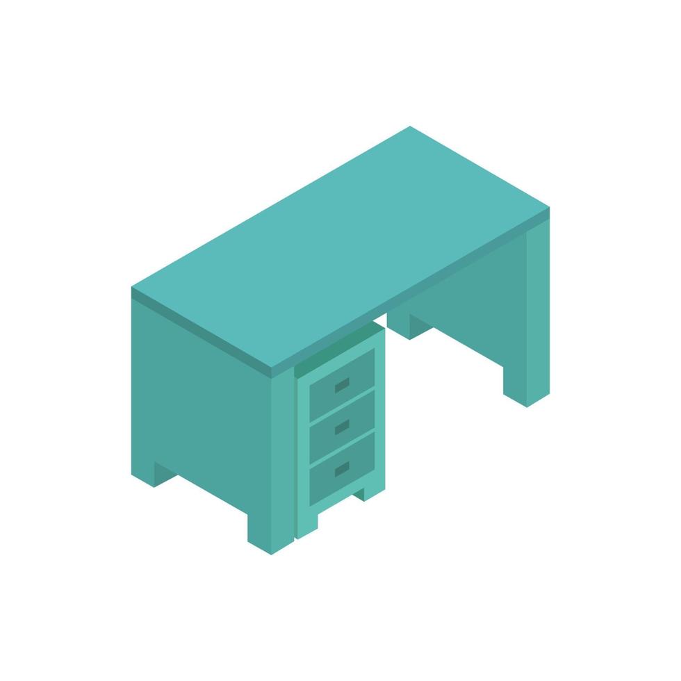 Isometric Desk Illustrated On White Background vector
