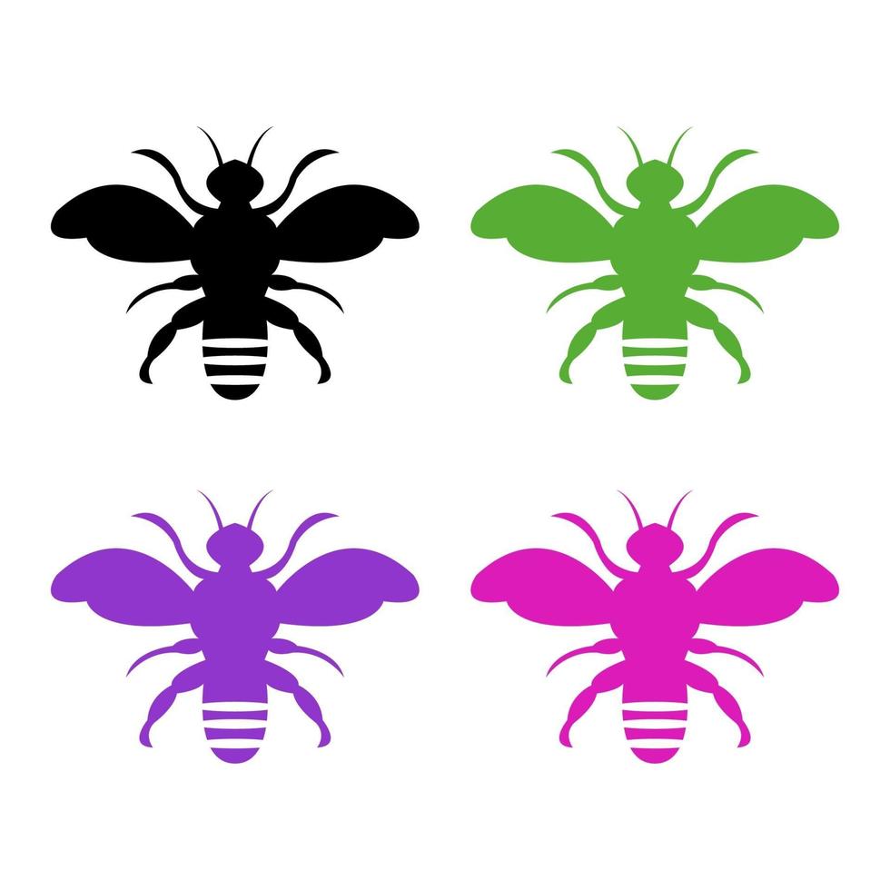 conjunto de abejas sobre fondo blanco vector