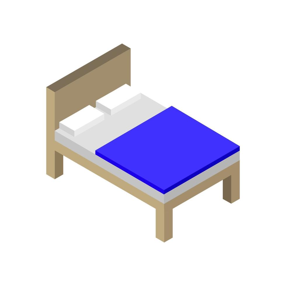 Isometric Bed On White Background vector