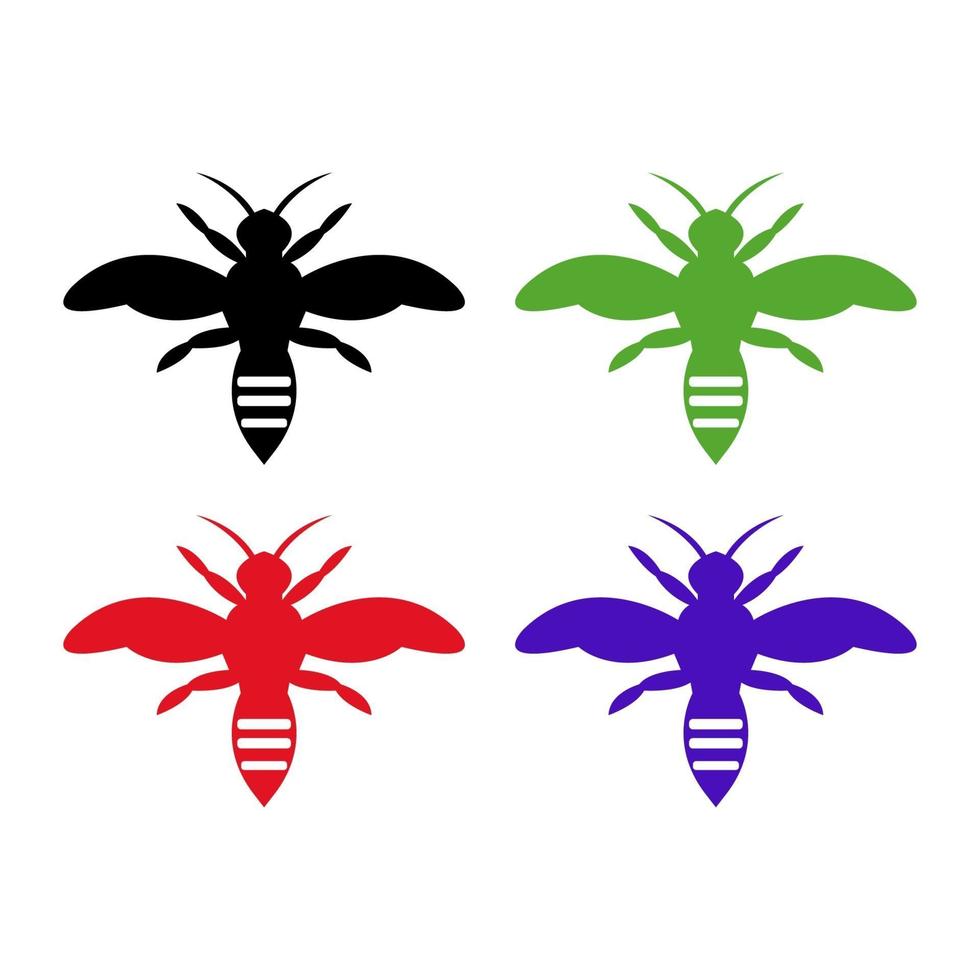 conjunto de abejas sobre fondo blanco vector